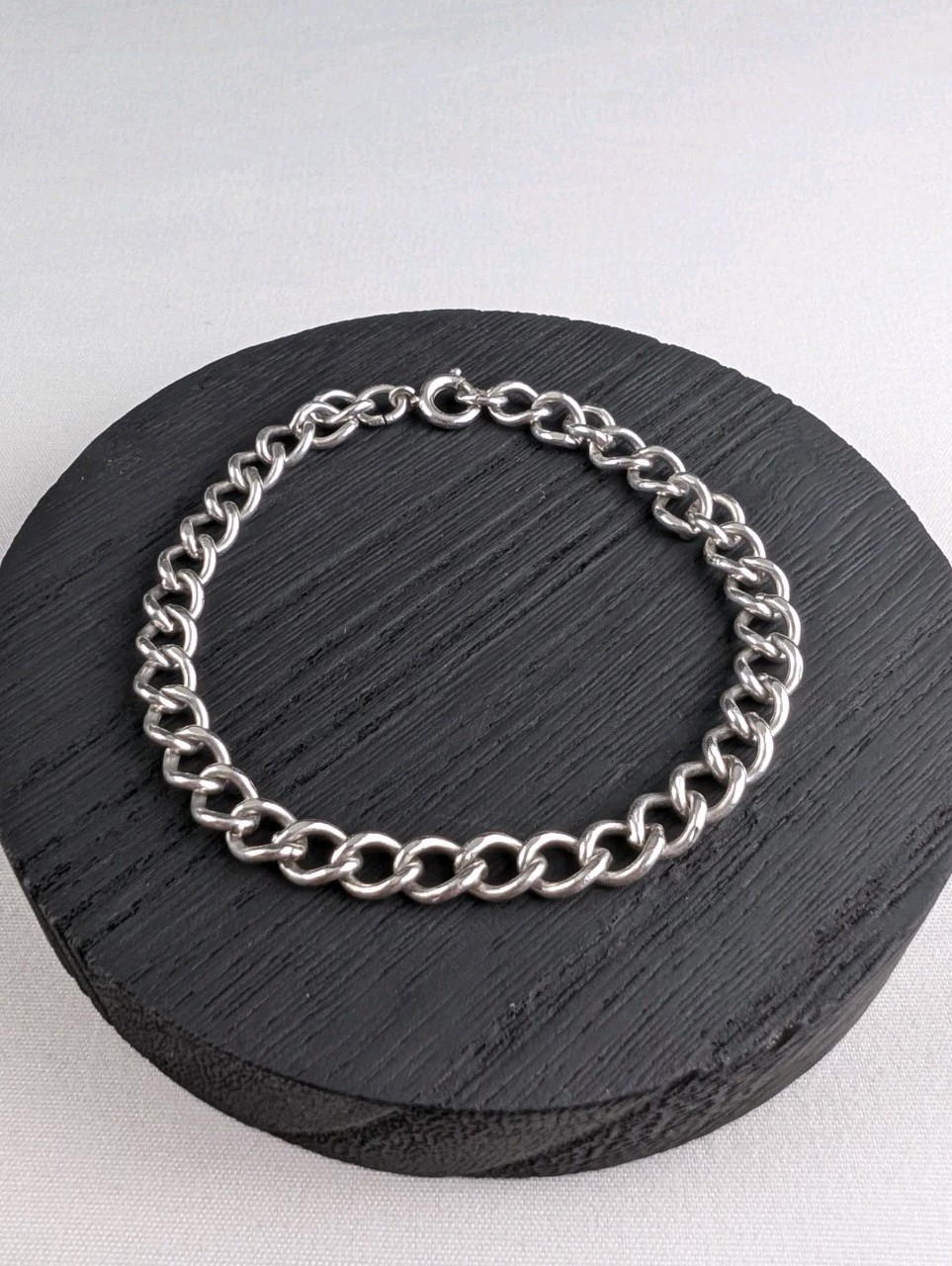 Vintage Signed ACo Sterling Silver Curb Link Starter Charm Bracelet 7.25″ 8.9g