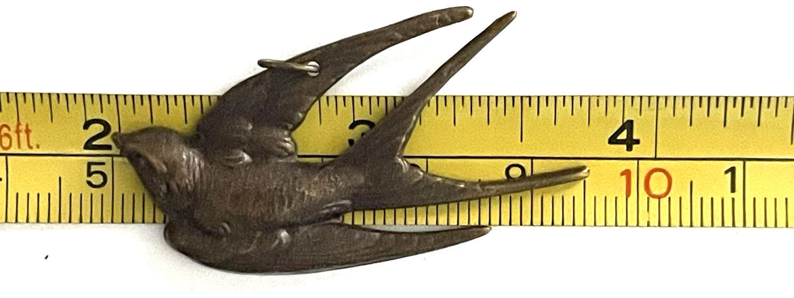 BRASS BIRD PENDANT Only Stamped Metal Diving Flying Swallow 3.5″ No Chain
