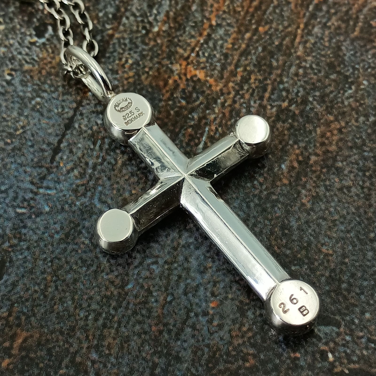 Georg Jensen Andreas Mikkelsen Cross Pendant Necklace 261B Silver 925 Vintage