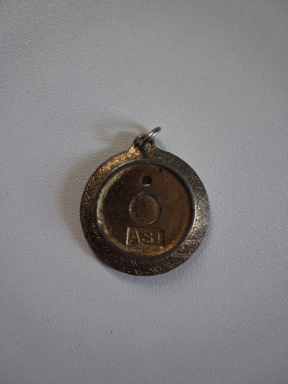 vintage Round Silver Metal Pendant Charm, Signed ASI Mark, No Stone, Unisex