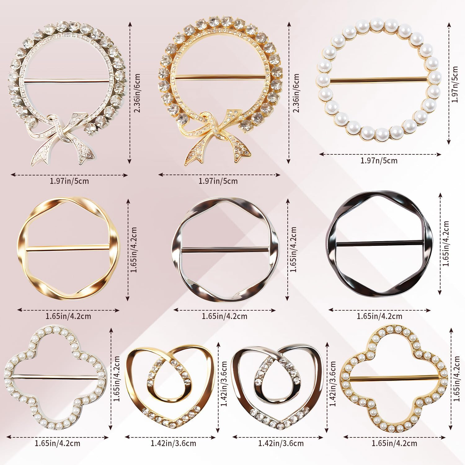 10 Pack Scarf Ring Clip T-Shirt Tie Clips for Women, Scarf Ring Clothes Corner K