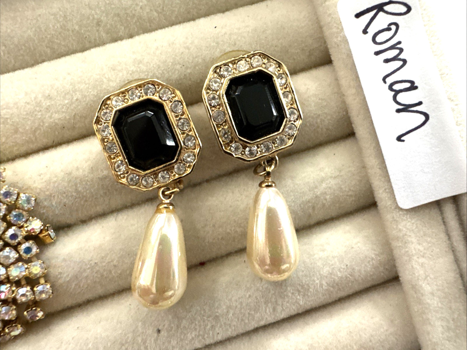 Lot 7 Pair Brutalist Earrings ROMAN Gold Vintage Movie Star Pearl 90s Anne Klein