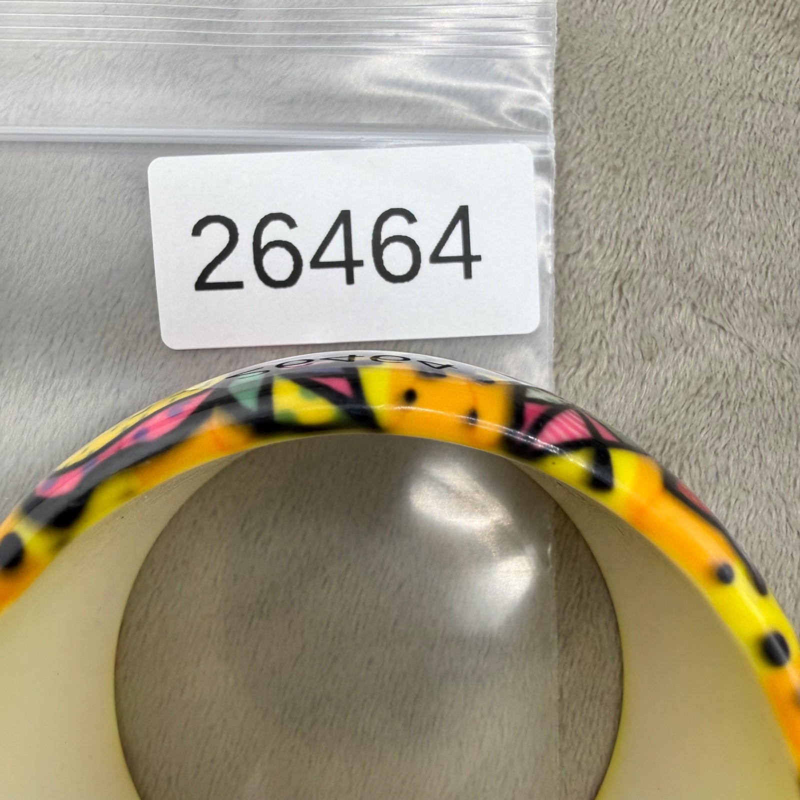 Retro Colorful Bangle Bracelet Wide Chunky Bright Flowers 8.5”