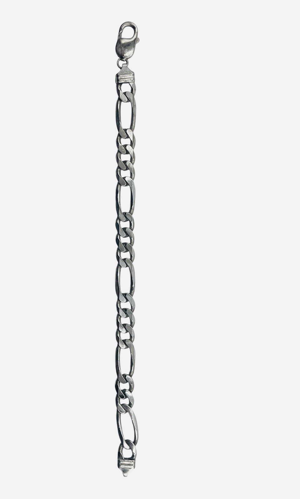 Vintage 925 Sterling Silver Signed Unisex Chain Link 8.25” Figaro Bracelet Italy