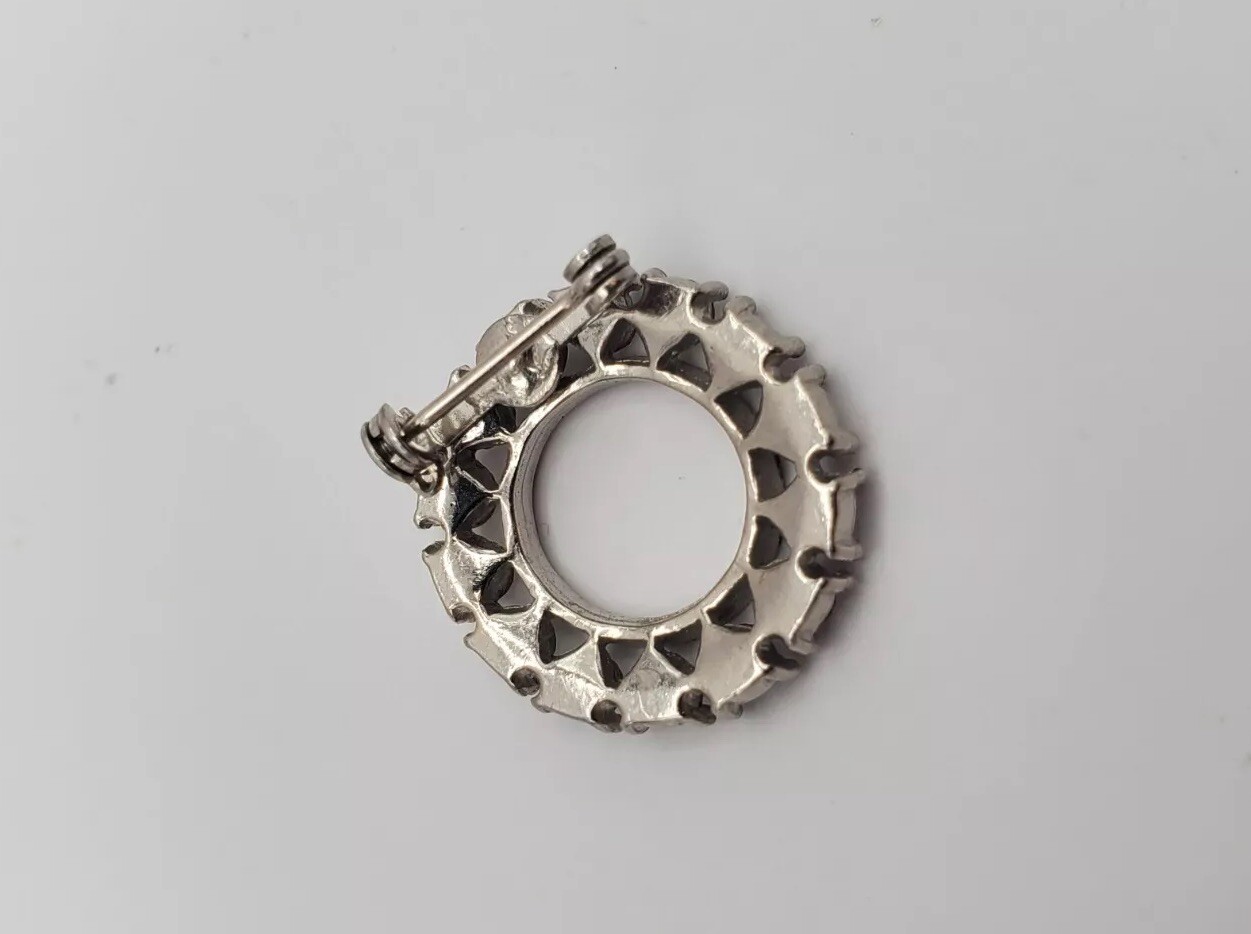 Vintage Silver Rhinestone Brooch Pins Set Pair Of 2 Costume Jewelry Accessories