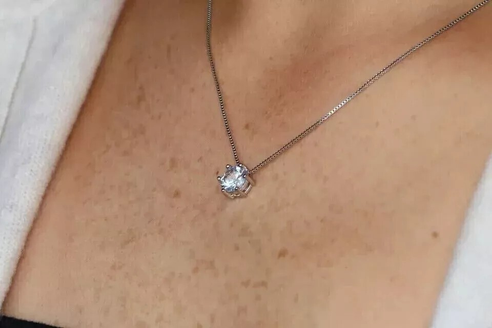 3CT Round Cut Lab Created Diamond Woman Surprise Pendant 14k White Gold Plated