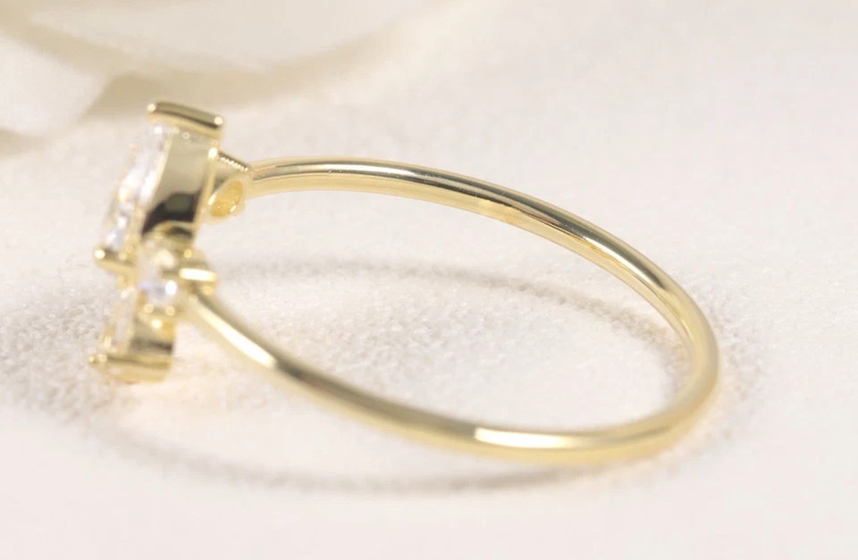 1.20TCW Pear Cut White Moissanite Bride Wedding Ring In Pure 10K Yellow Gold FN