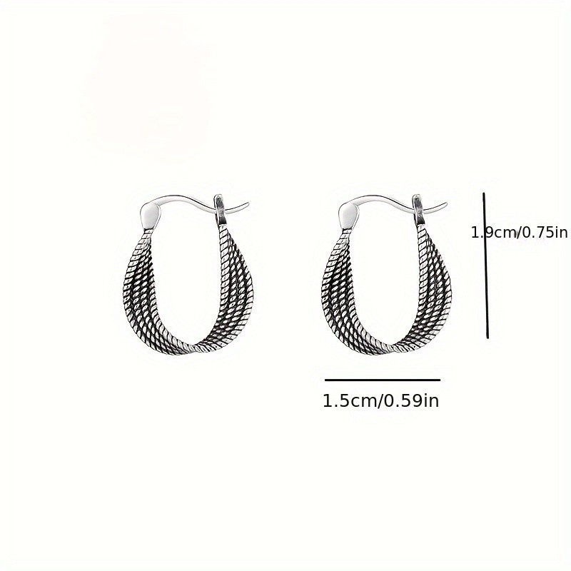 1Pair Vintage 925 Silver Plated Twist Earrings for Women Alloy Jewelry Gift New