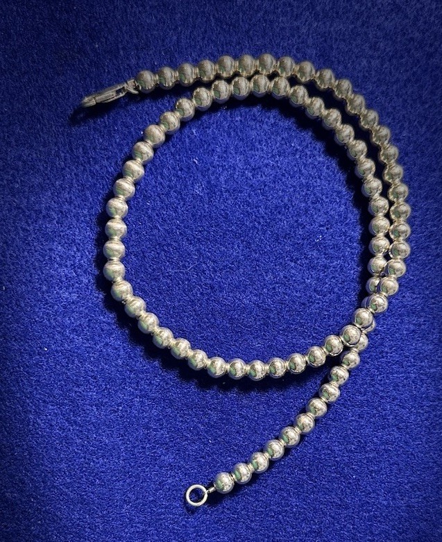 VTG 925 Sterling Silver 6mm Bead Necklace 18” Ball Hollow Beads Necklace