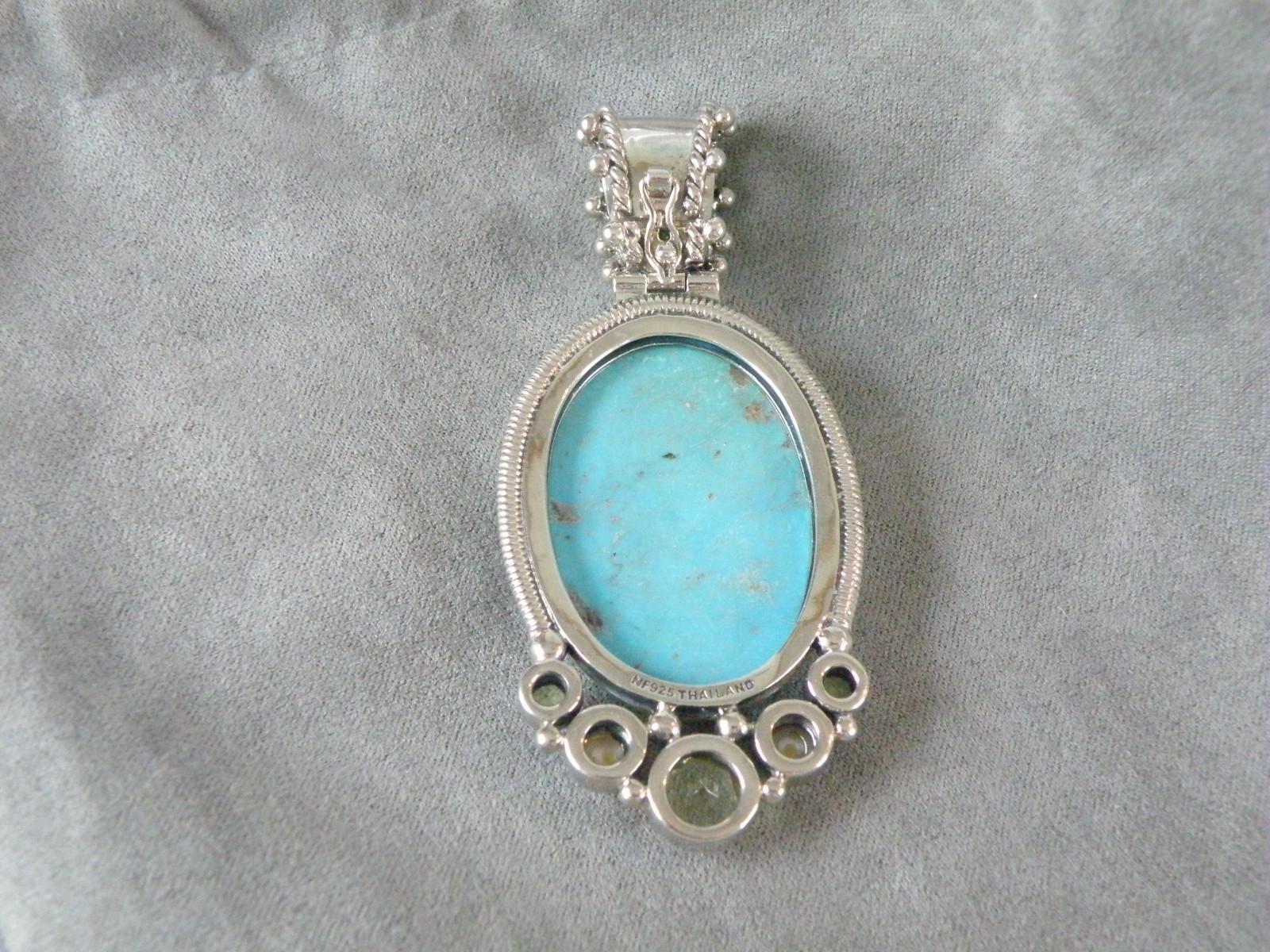 Huge Sterling Silver 925 Turquoise Statement Heavy Enhancer Pendant