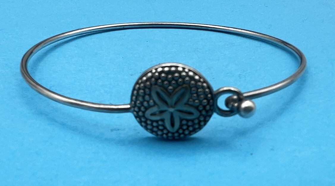 VTG Sterling Silver BROWN COUNTY Sand Dollar 7.5″ Bangle Bracelet SS534