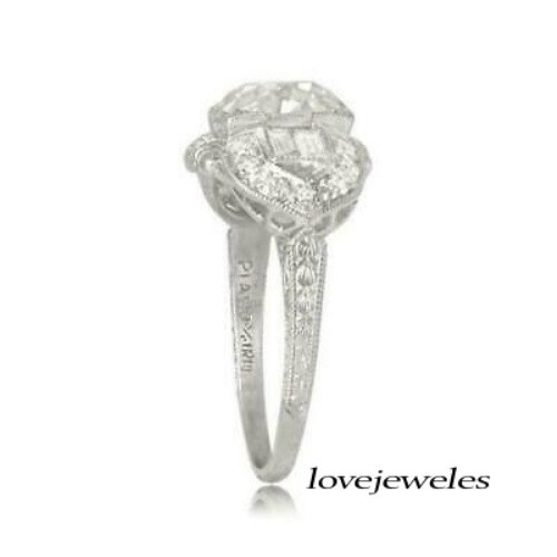 Art Deco Vintage 3CT Lab-Created Round Cut Diamond Ring 14K White Gold Finish