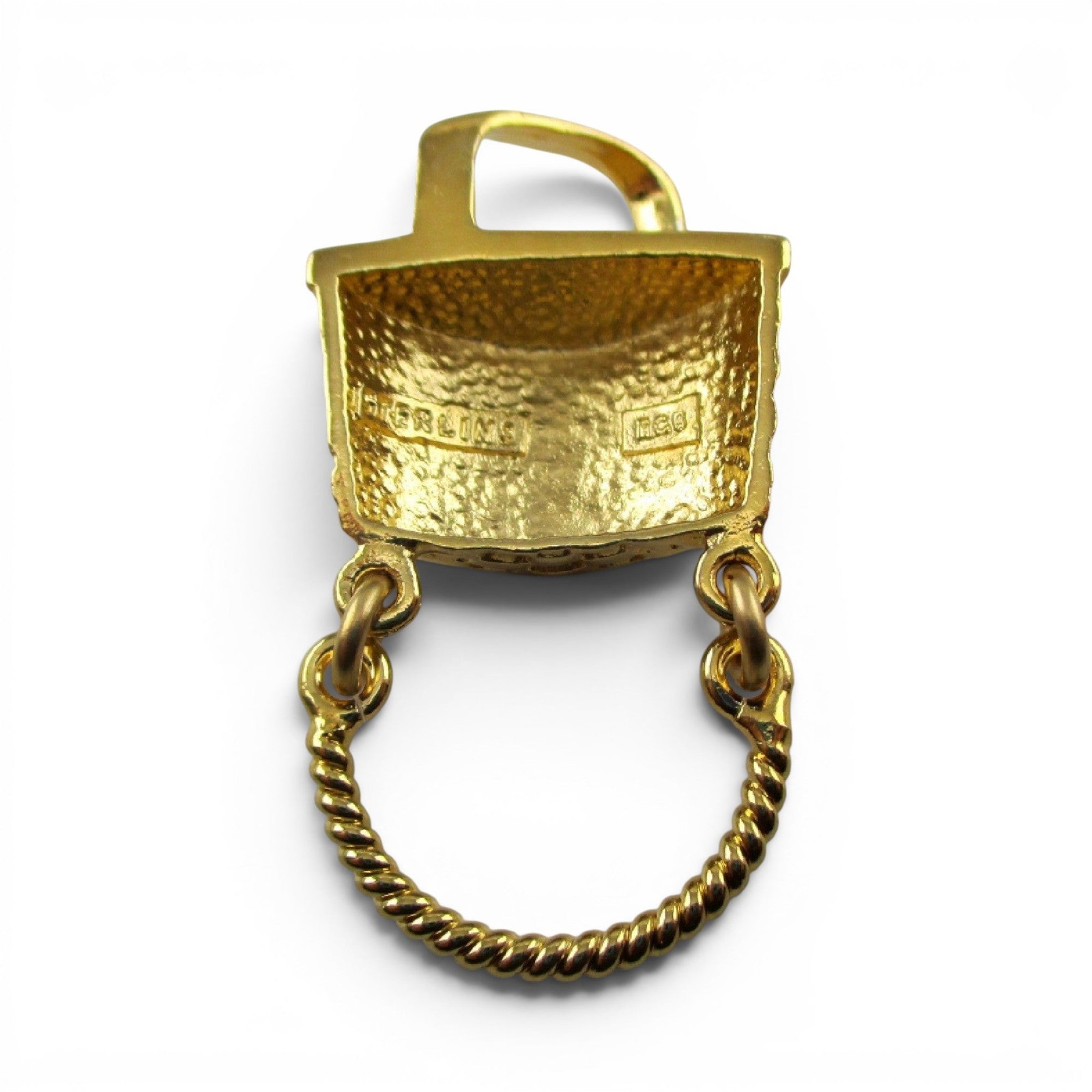 Sterling Silver Gold Vermeil Woven Basket Charm Holder Pendant Brown County