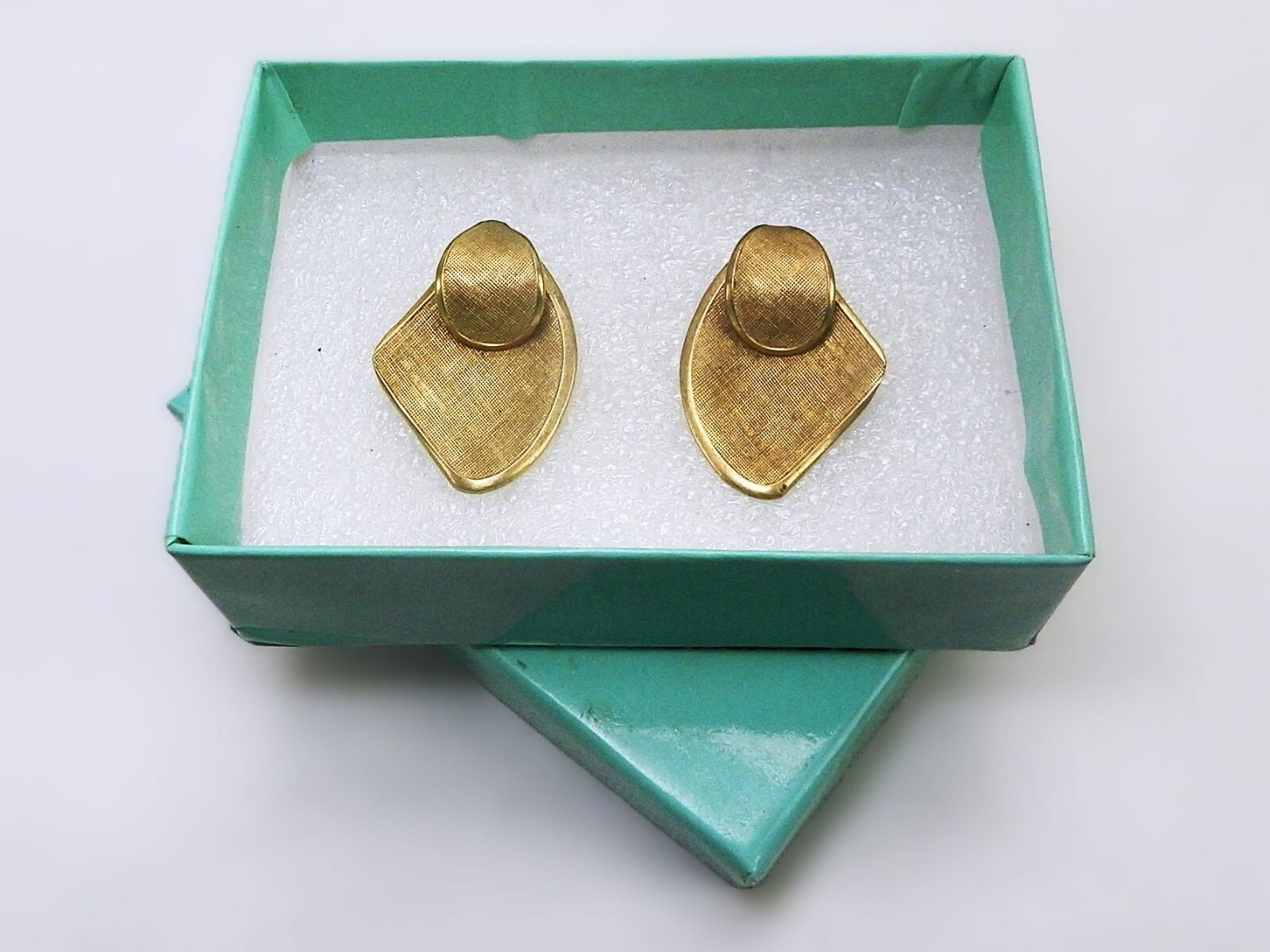 Vintage Gold Tone, Textured Modernist Clip-On Fashion Earrings, GERMANY- JWL-677