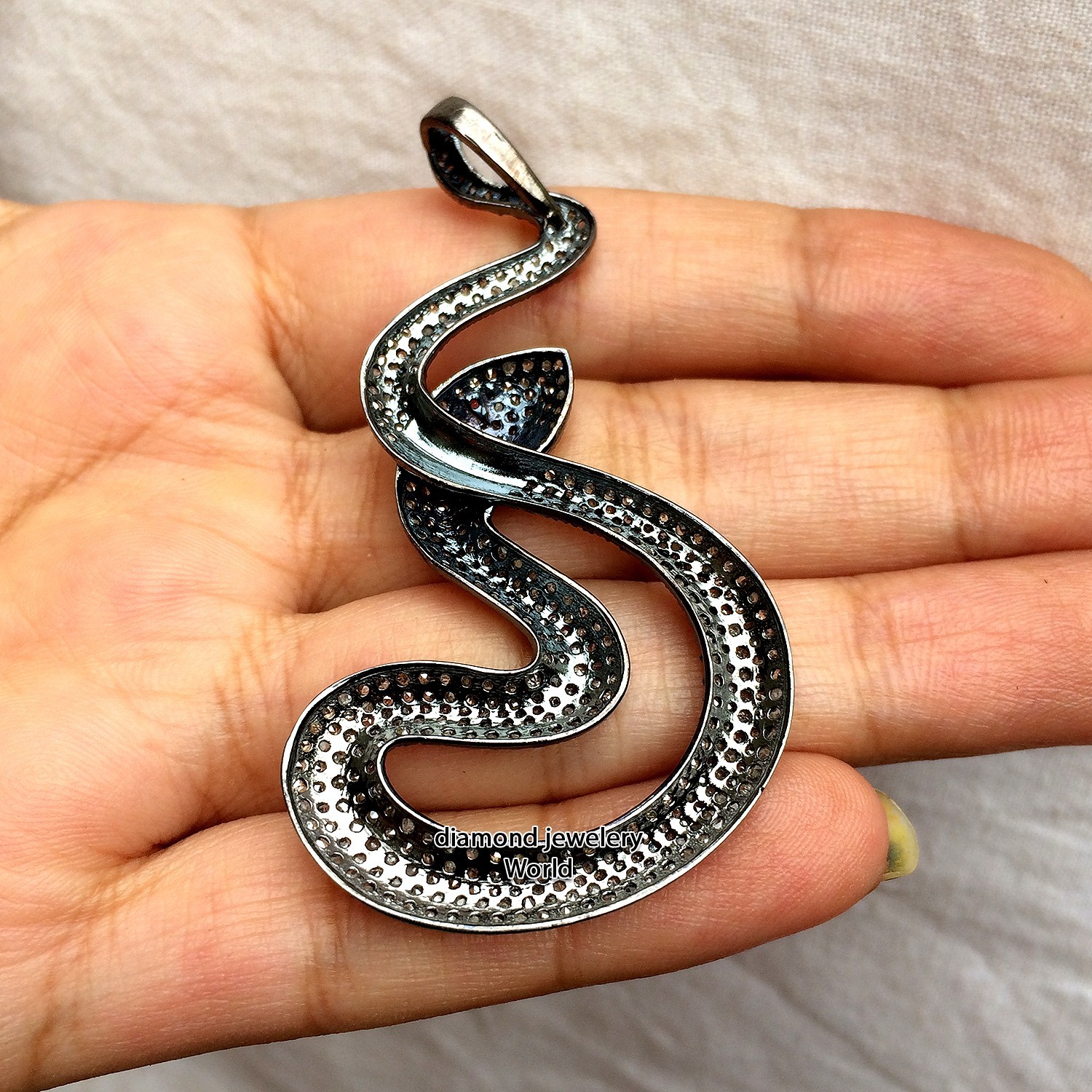 3.90ct Rose Cut Diamond Ruby Silver Vintage Style Stunning Snake Pendant Jewelry
