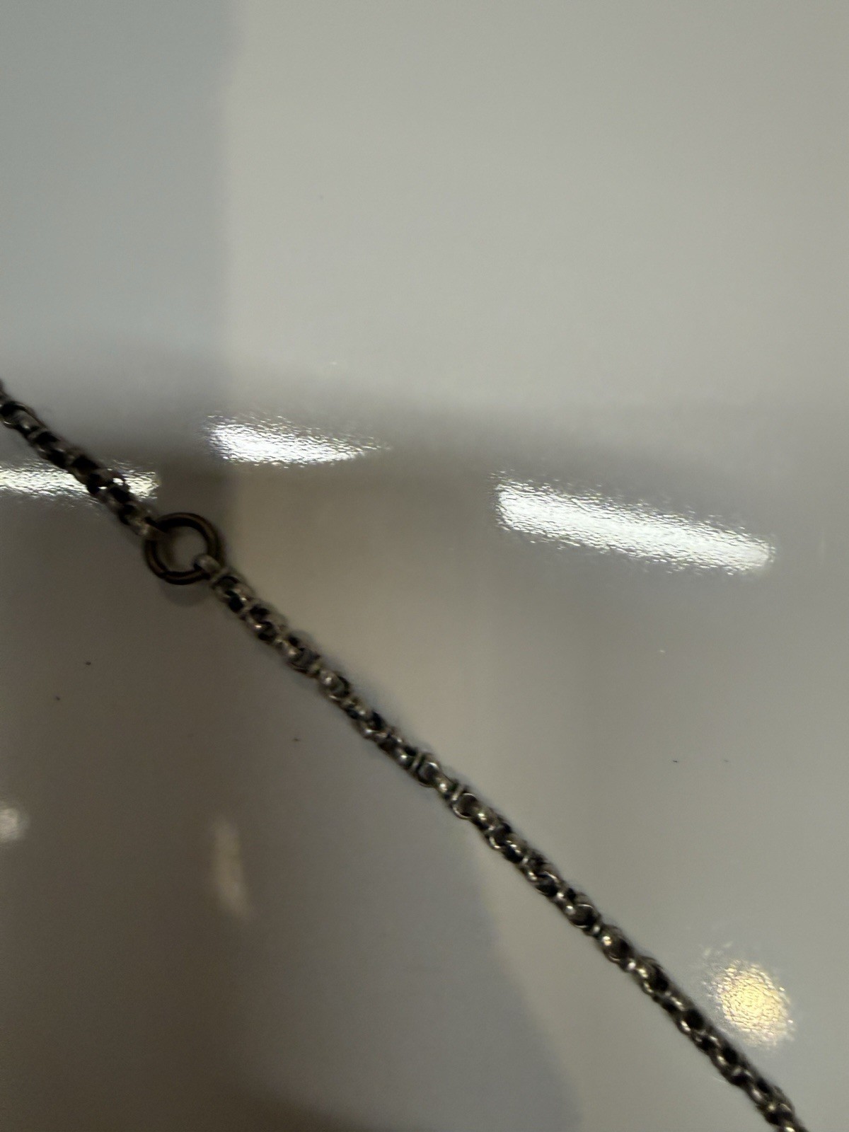 Antique silver alloy necklace, charms, 92gr. From Middle East. Mid-Century.