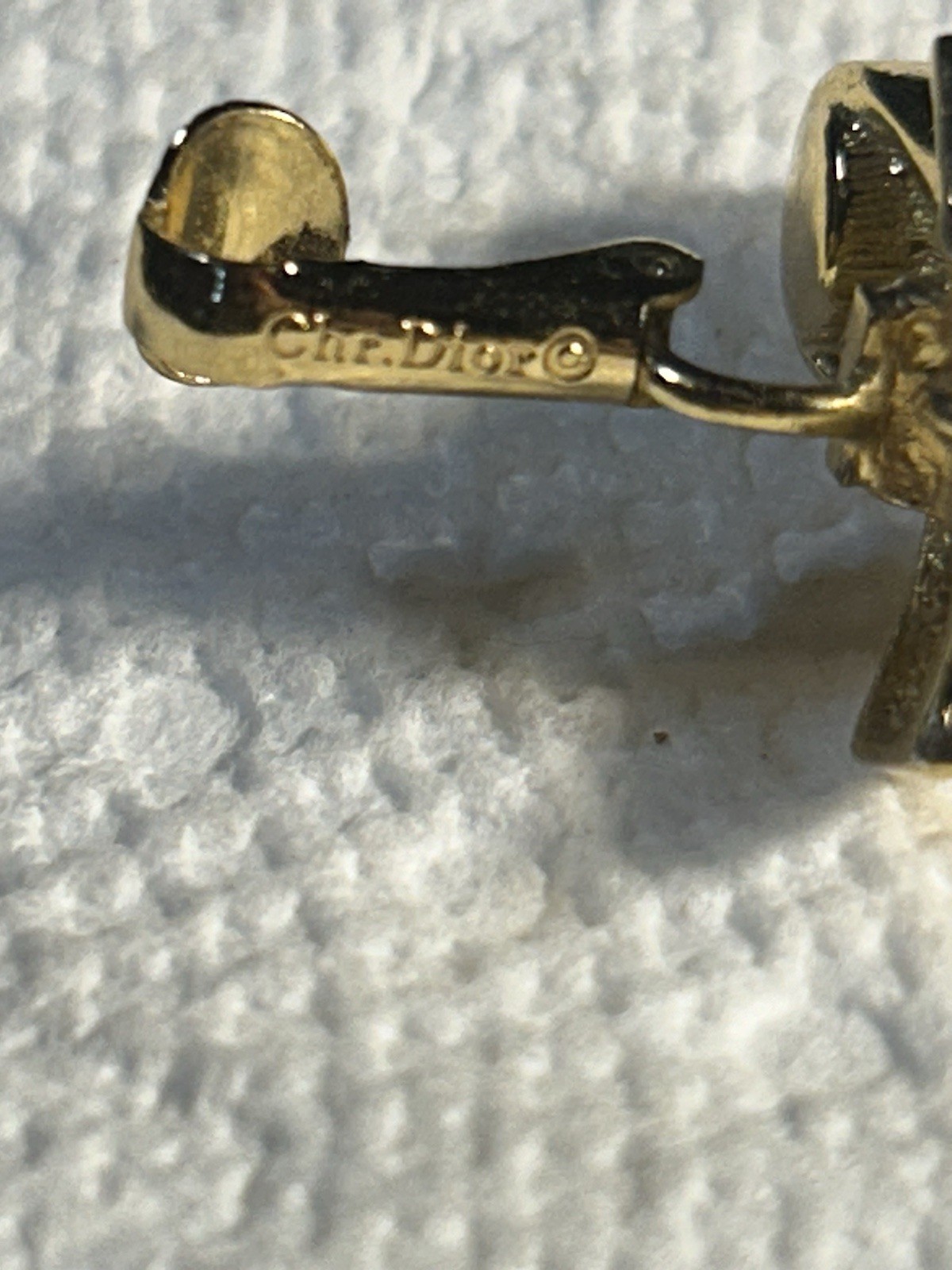 Vintage Dior vintage 1980 white pearl bow cross crystal Earrings
