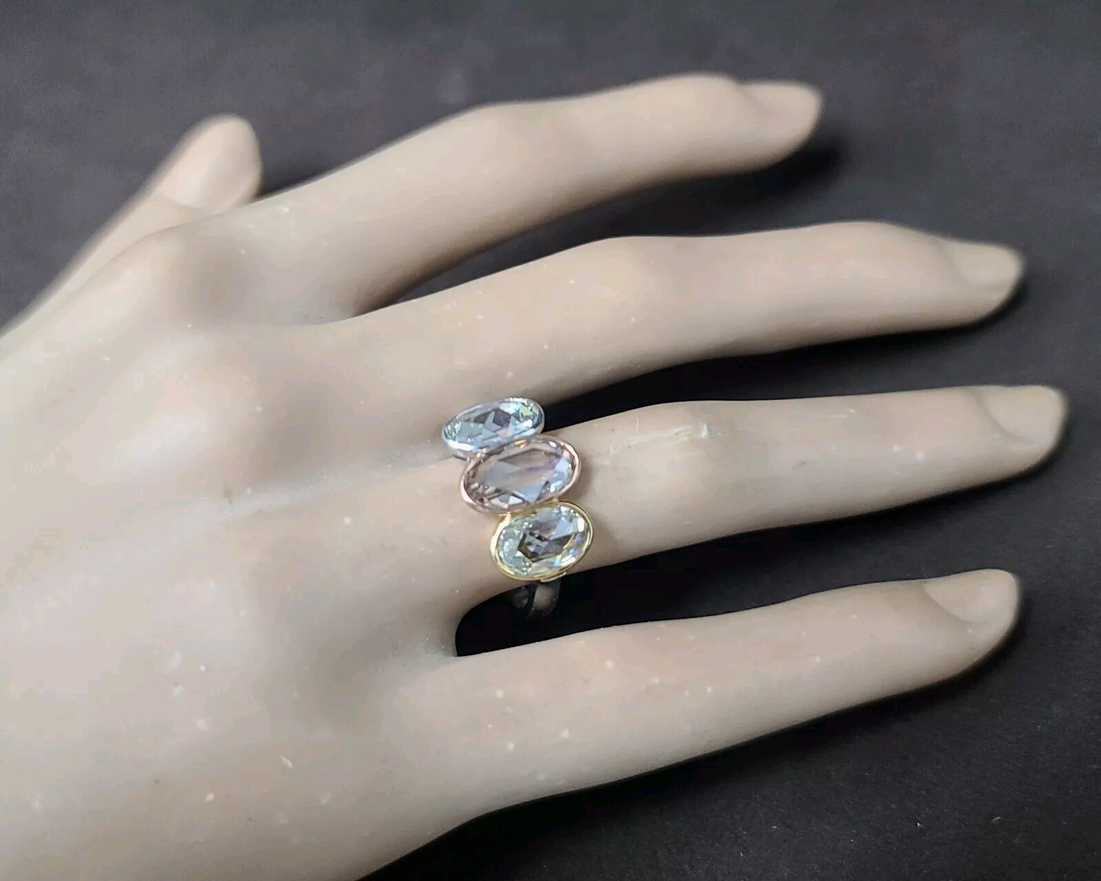 Vintage Platinum 18k Gold Engagement Ring 3.48CT.Natural Oval Rose Cut Diamond