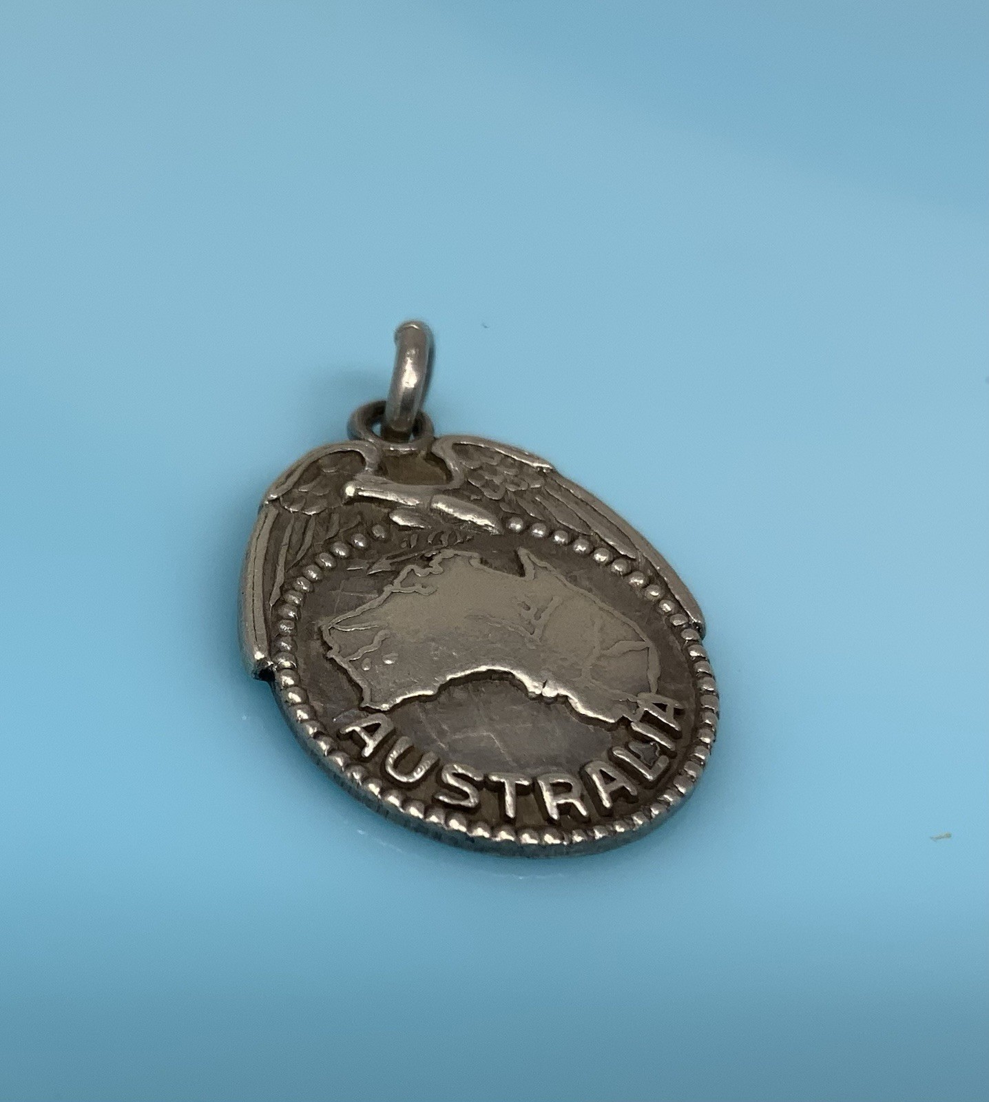 Vintage Sterling Silver US Marine Corps Australia Charm Pendant Eagle 4g