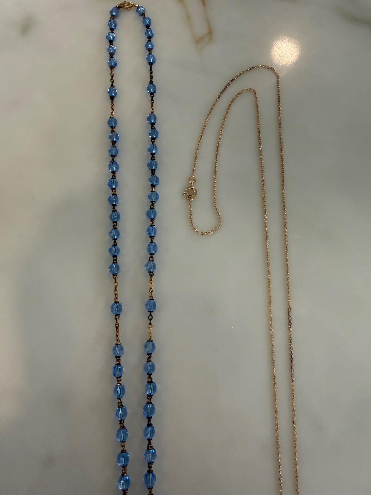 Lot of 2 Provence, France Vintage Rosary Necklace and Key Necklace Lemon Quartz