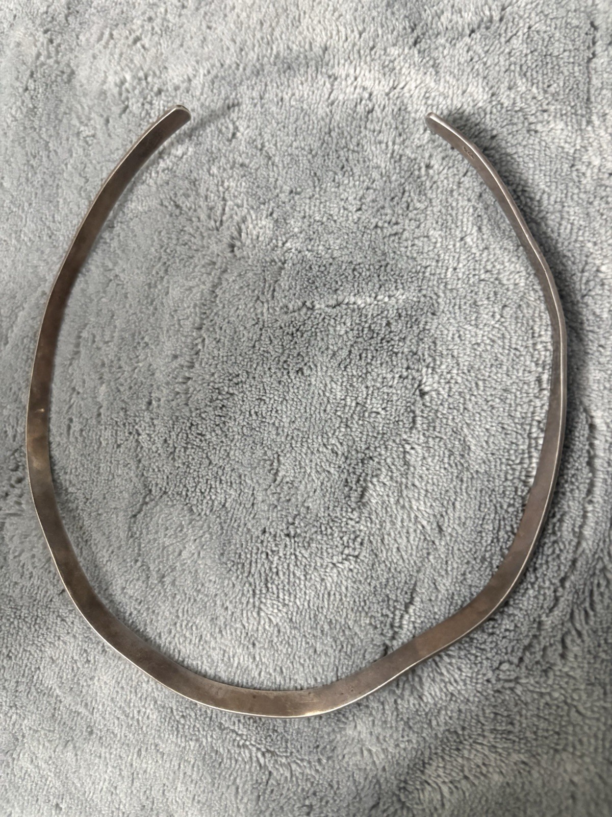 Vintage Sterling Silver Cuff Collar Necklace Flat Choker wavy 23g 14”