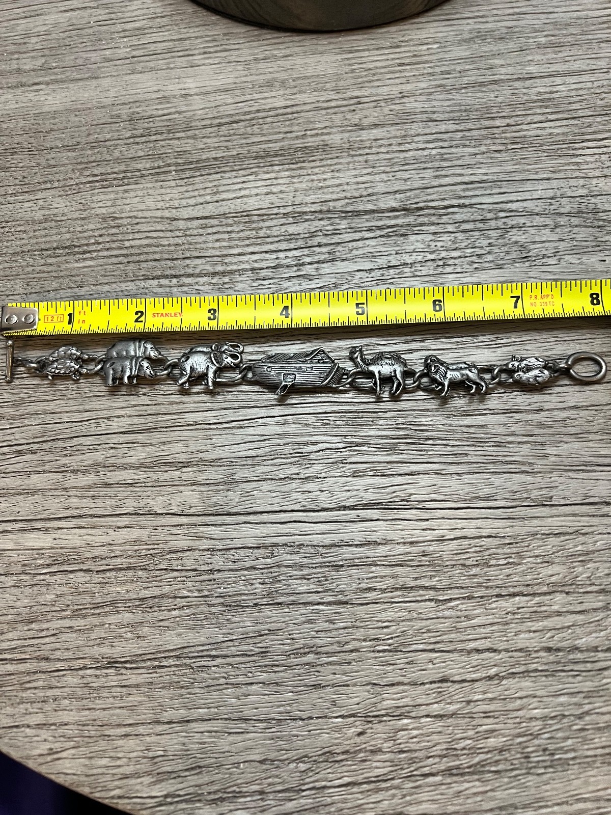Vintage Silver Tone Noah’s Ark Bracelet 7.5/8 inch Very Good PreOwned Condition