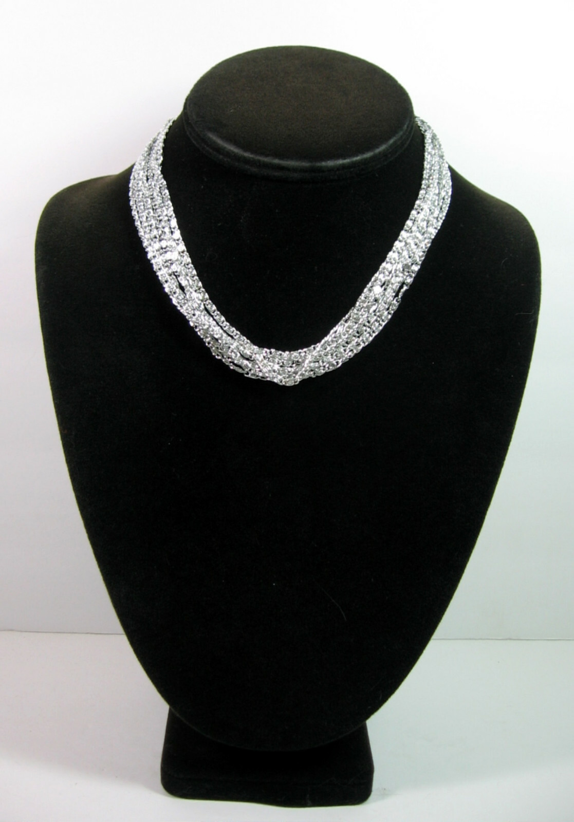 Sarah Coventry SILVERY CASCADE Multi 8 Strand NECKLACE Vintage Silvertone 16″