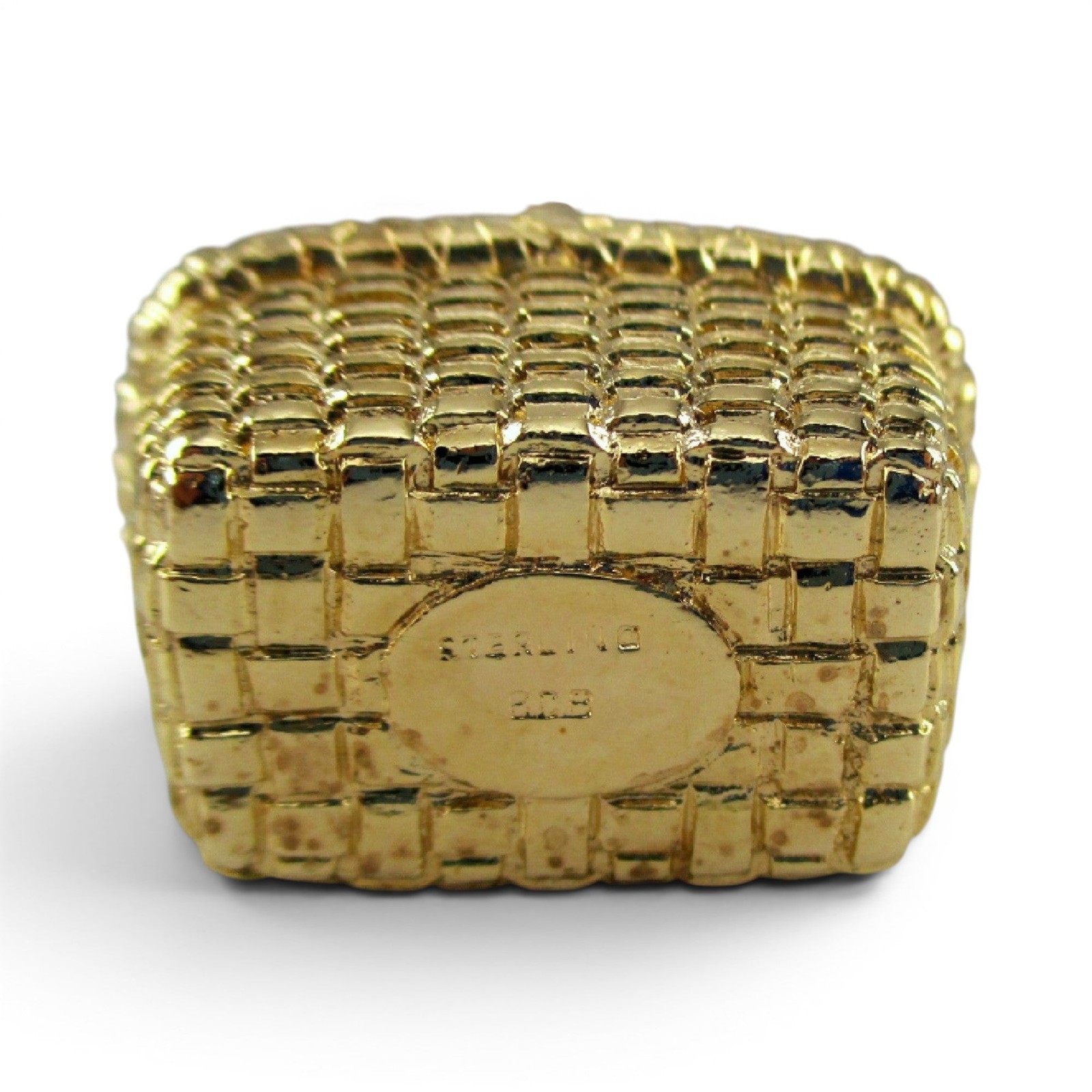Gold Vermeil over Sterling Silver Gathering Basket Pendant Brown County BCB