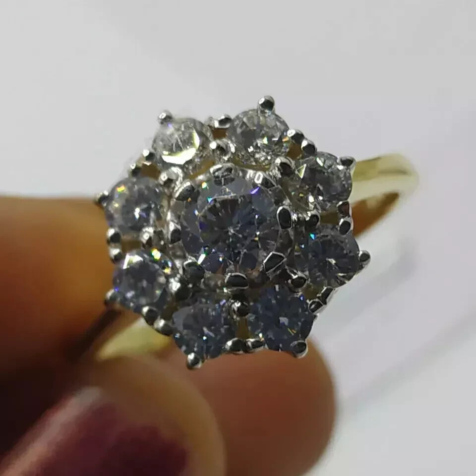 Art Deco Vintage Style Lab Created Diamond Wedding 14k Yellow Gold Finish Ring