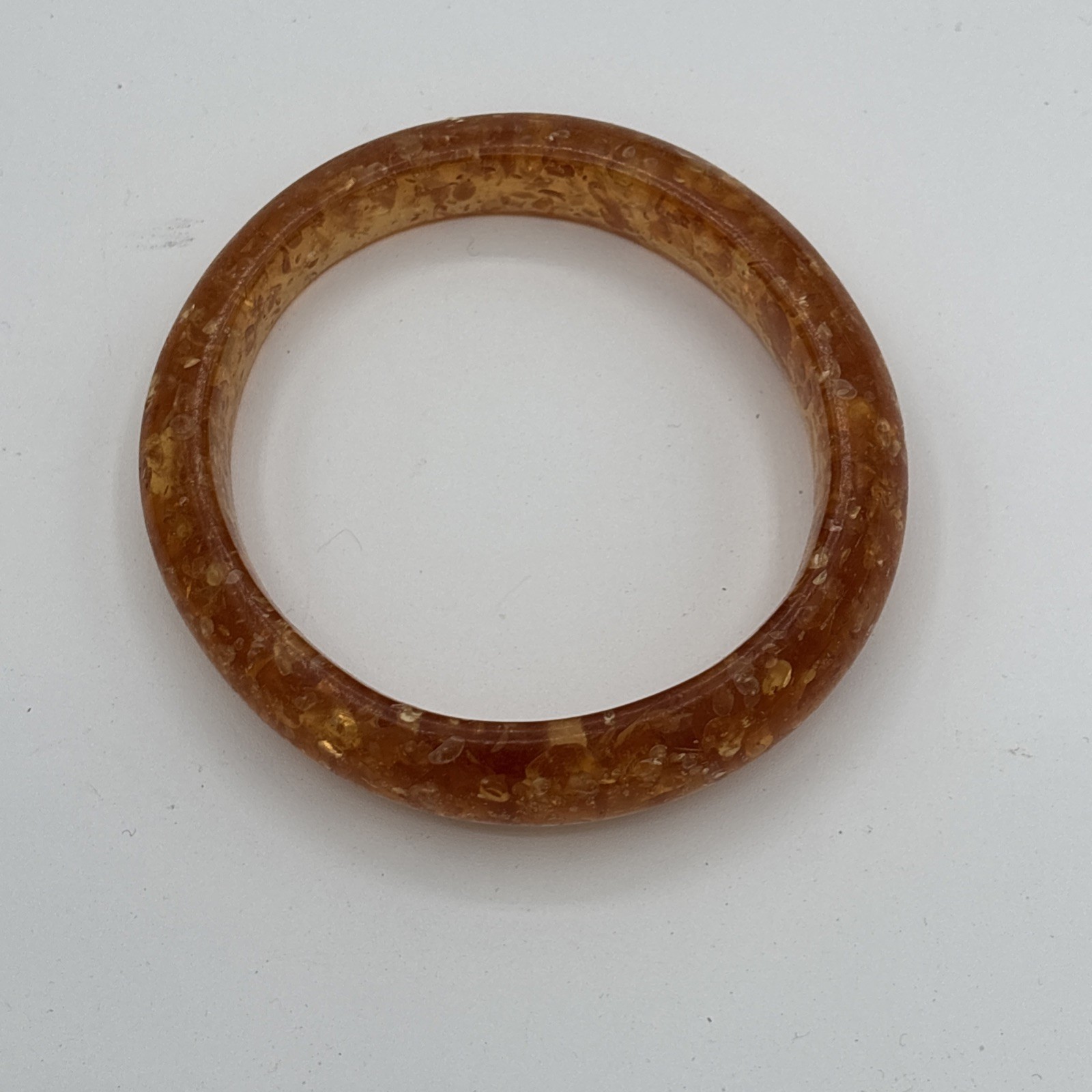 Vintage Lucite Orange & Silver Foil Confetti Wide Cuff Bangle Bracelet 1960s