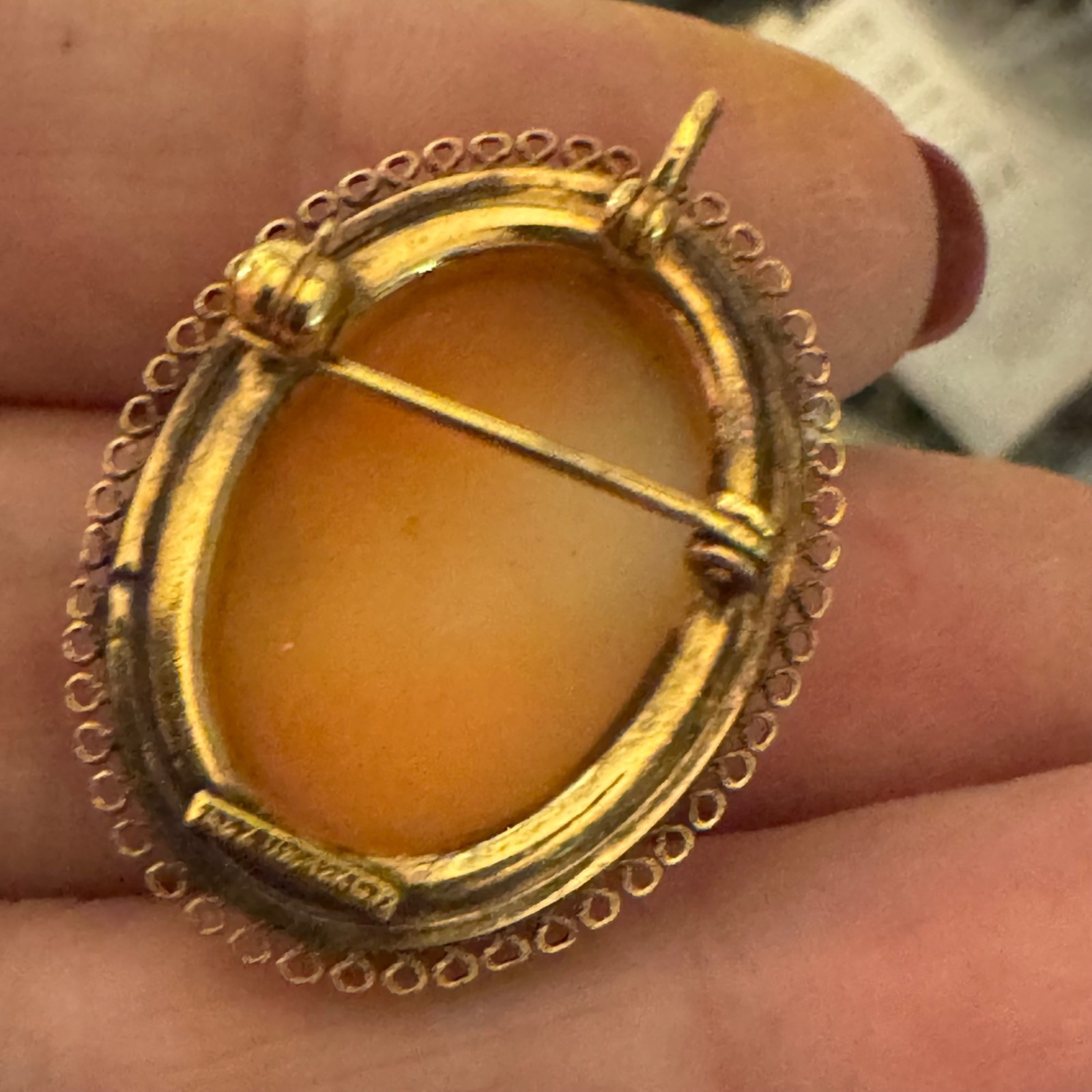 Victorian Cameo Lace Border Pendant Brooch A&Z 1/20th 12K Gold Filled 1.25″
