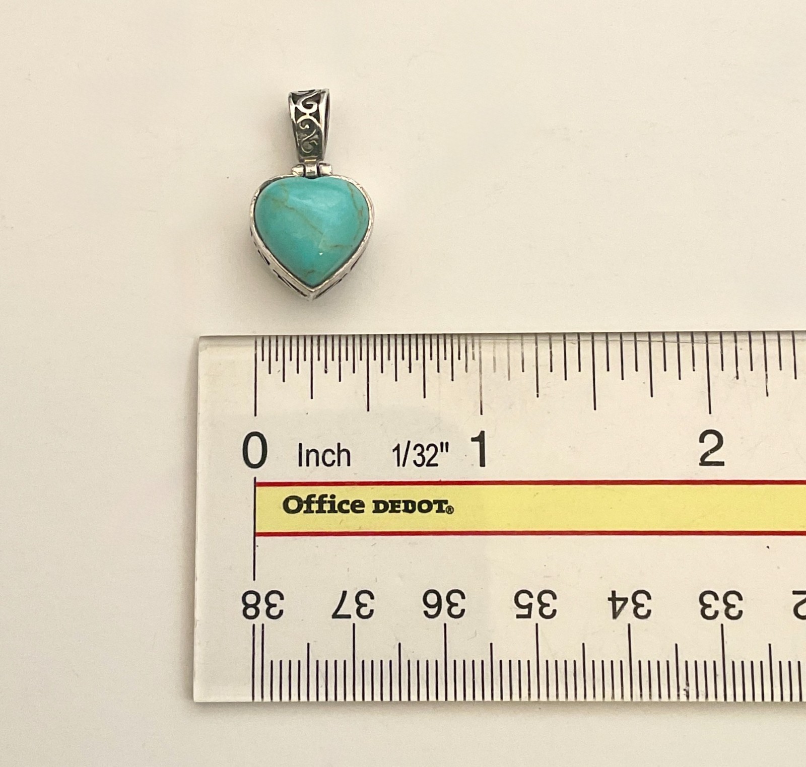 Vintage Sterling Silver 925 & Turquoise Heart Pendant