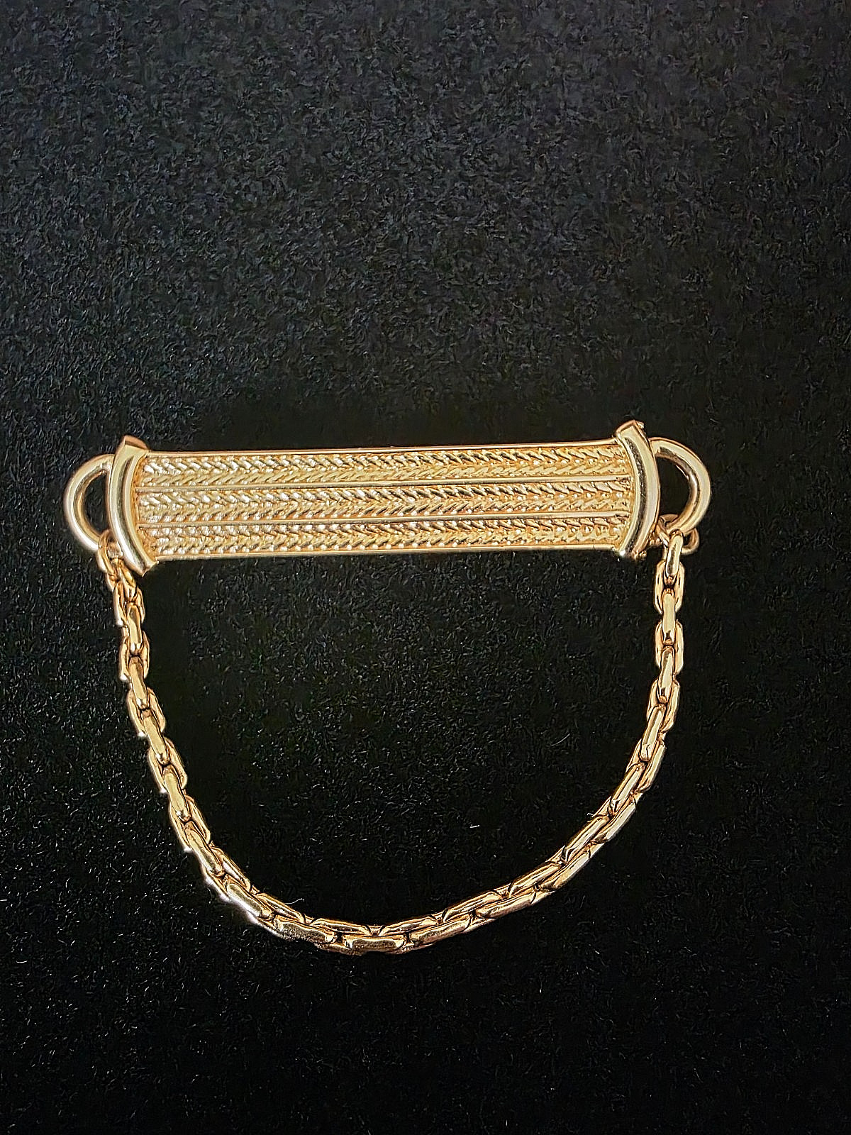 Vintage Monet Collar Bar Brooch • 1980s Office Chic • Signed Gold‑Tone