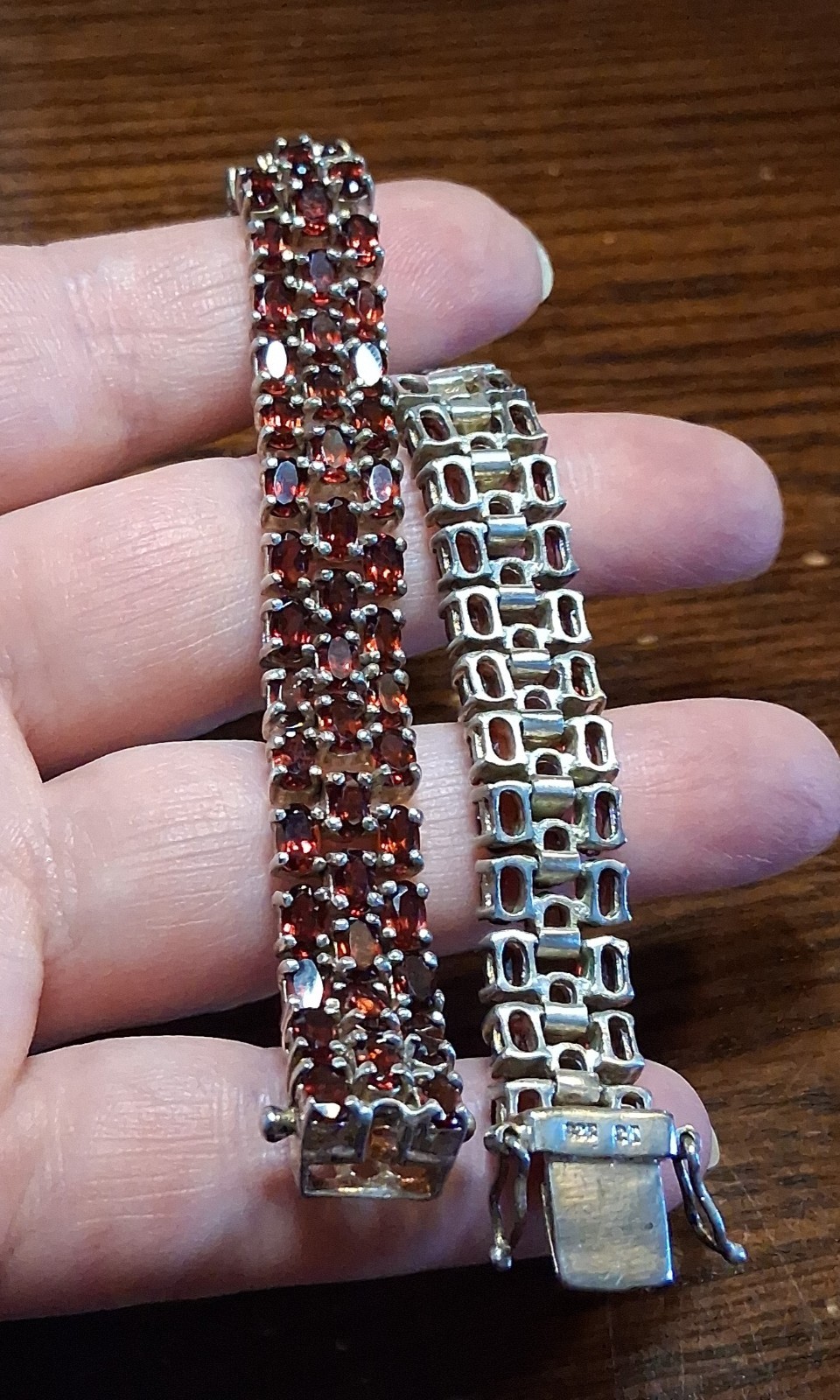Vintage 1990s Sterling Garnet CZ Tennis Bracelet 37grams See Pics/Description