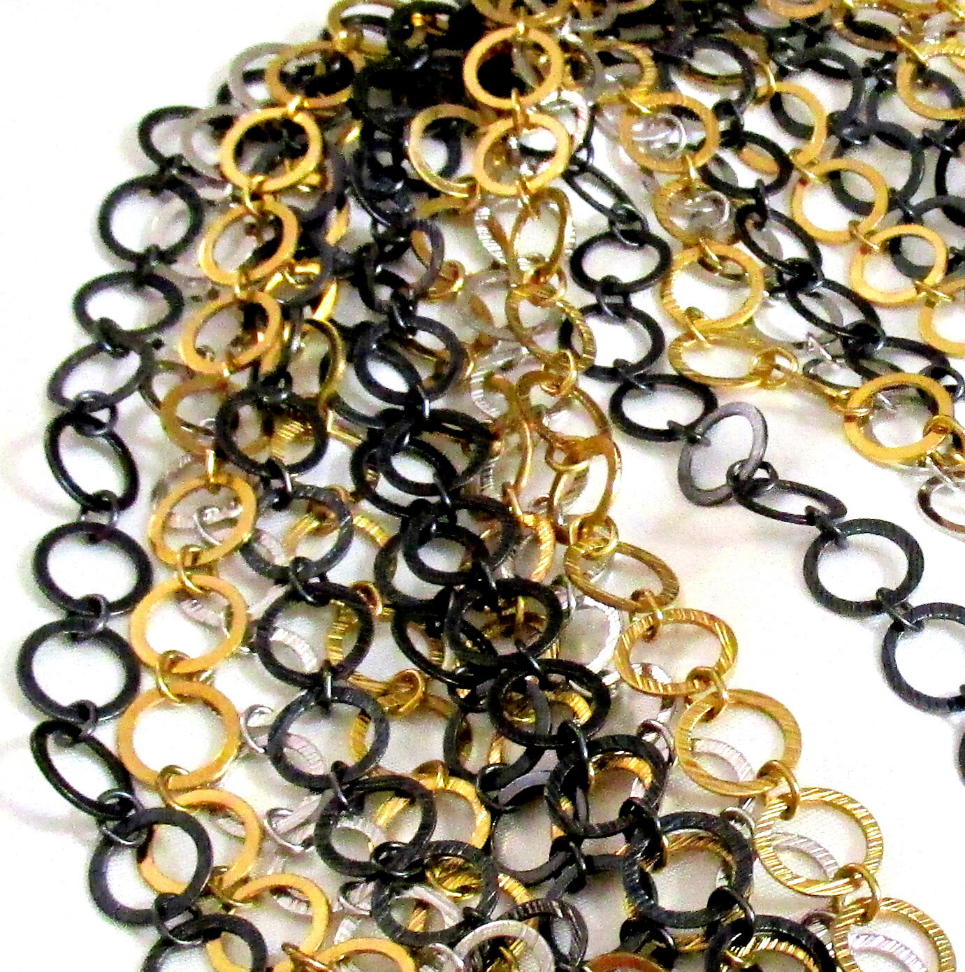 VTG RUNWAY NAPIER LUXE 36″ SWEEPING MULTICHAIN MIXED METAL NECKLACE MODERNIST