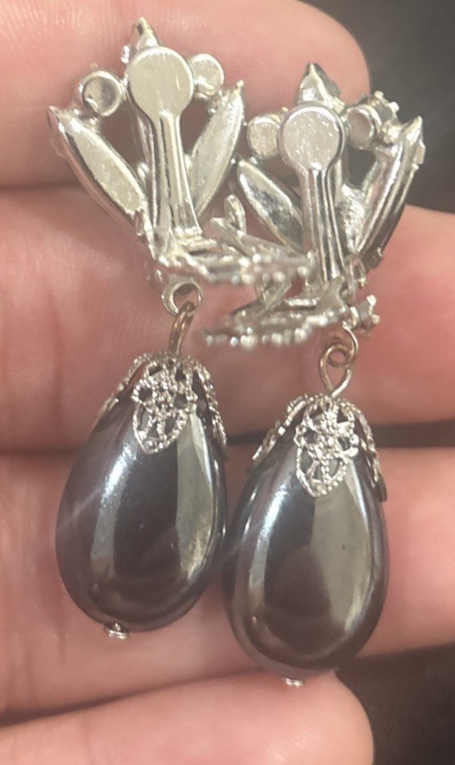 Juliana Hematite Vintage Rhinestone Drop Earrings