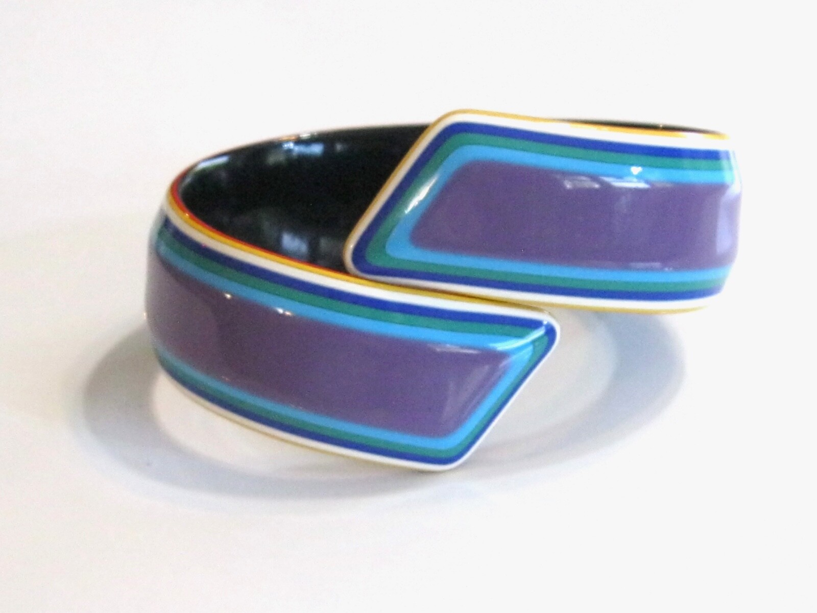COLORFUL RETRO VINTAGE BYPASS WRAP LAYERED CELLULOSE ACETATE BANGLE BRACELET