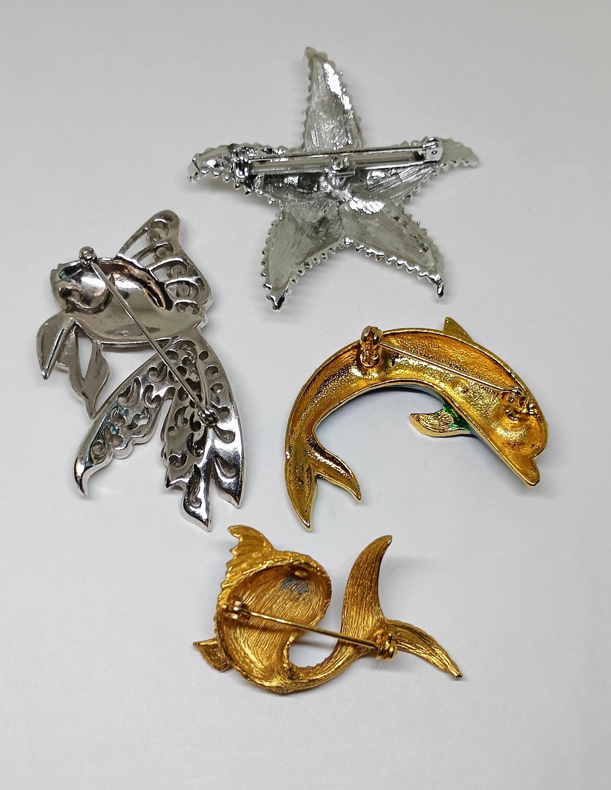 Vintage Lot 7 Sea Shore Brooch Pins Crystal Pave Rhinestone Kenneth J Lane LG