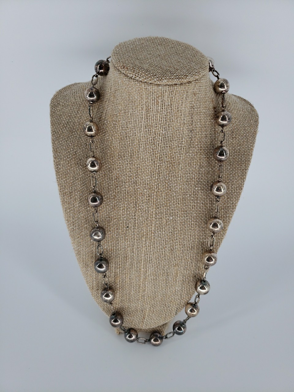 Vintage Mexican Wedding Lasso Alpaca 25″ Necklace Made In Mexico