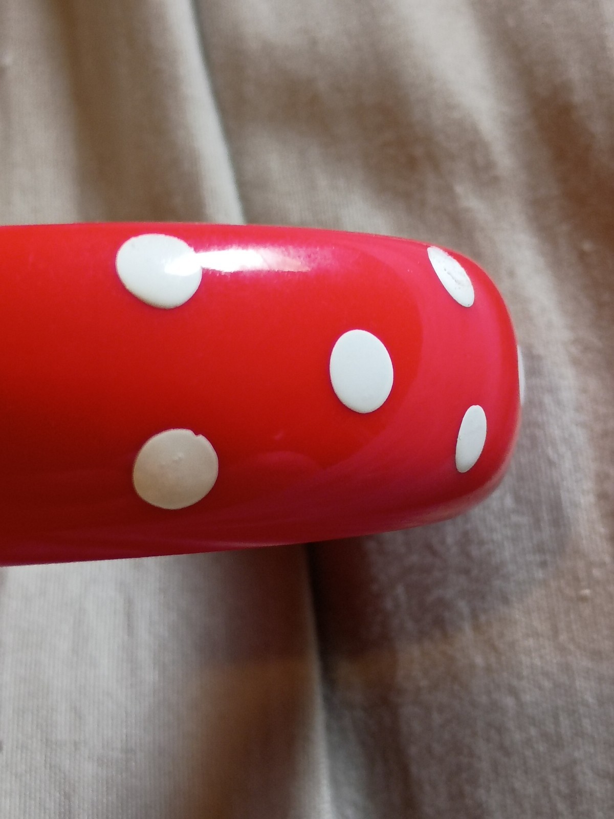 Unique Vintage Polkadot Red and White Color Plastic Bracelet.