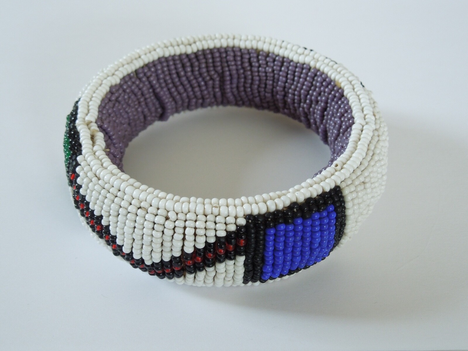 Large Massive Bangle With Rocailles 93.4 G/Ø 7.2 Cm/Width 2.9 Cm