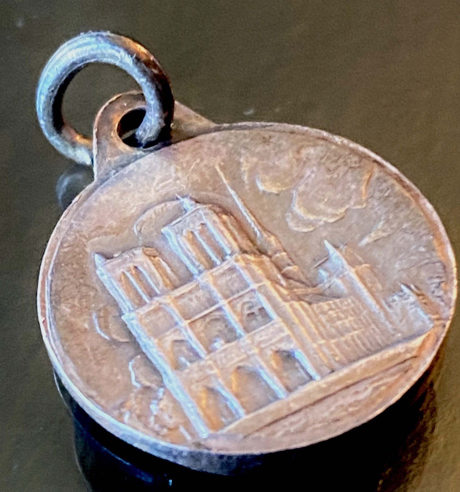Vintage Metal Necklace Pendant, No Chain, The Story of 2 Friends in Damascus