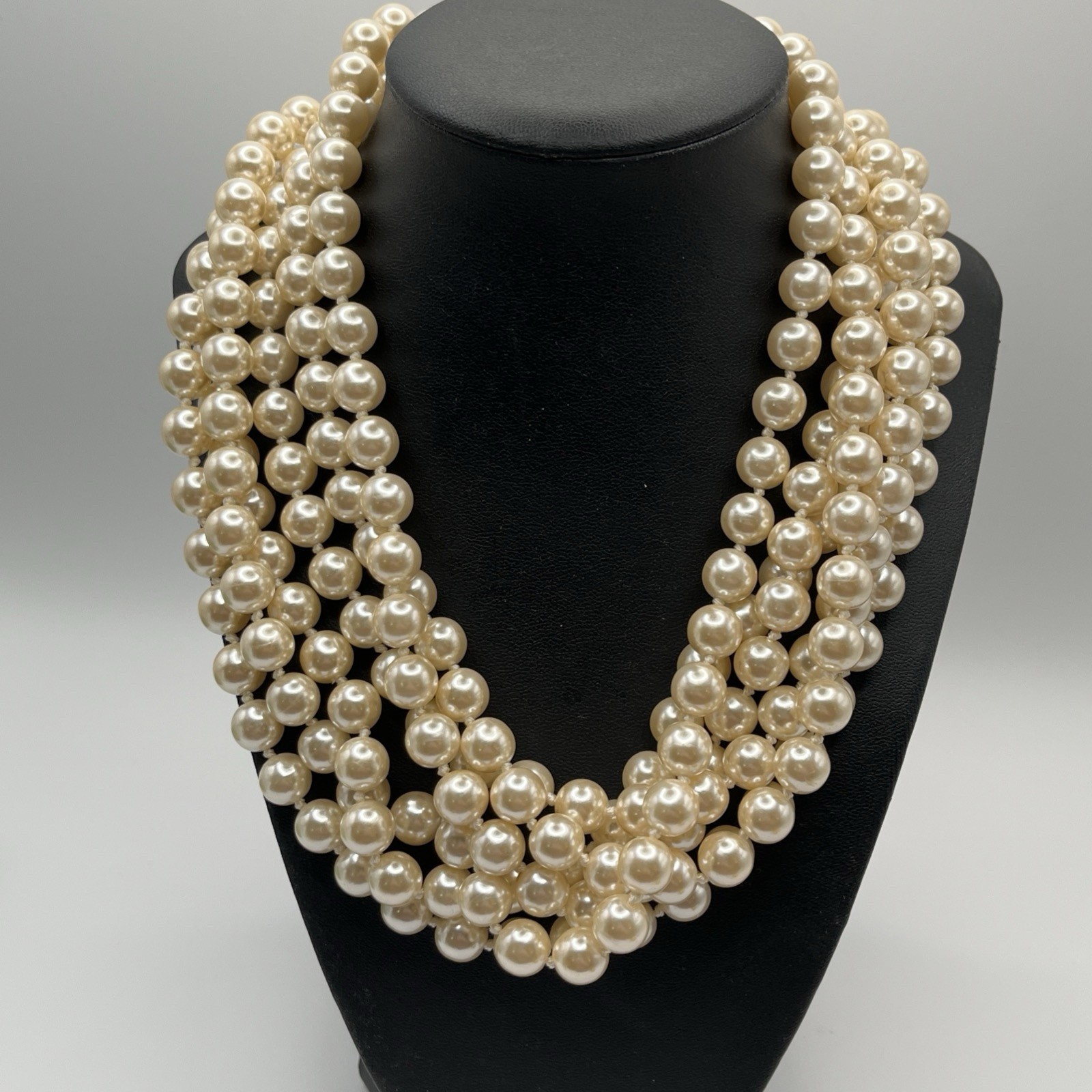 Vintage Glass Faux Pearl Necklace Hand Knotted Ultra Long 100” Flapper Rope