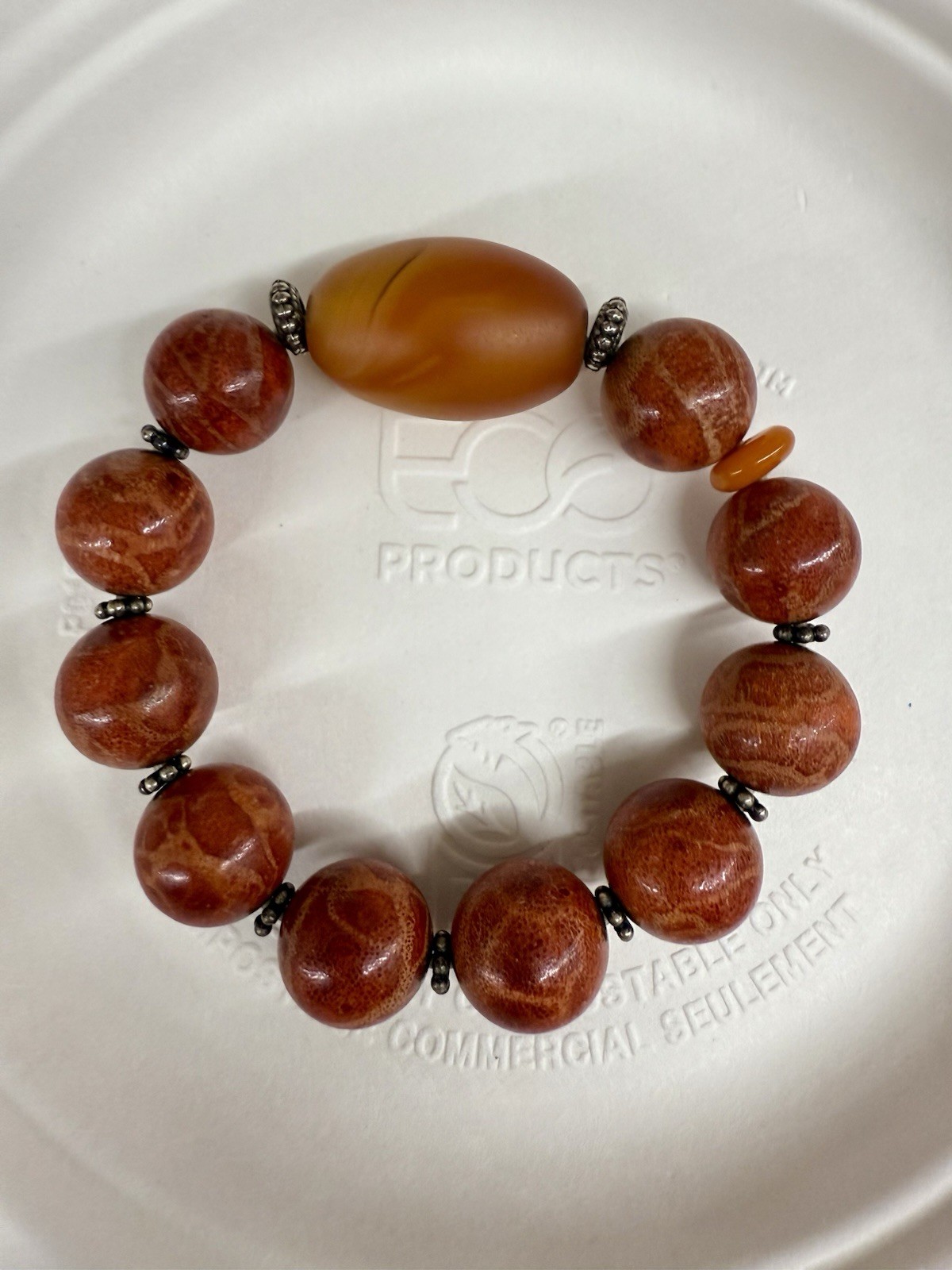 Natural Red Sponge Coral with Beautiful Agate Beaded bracelet