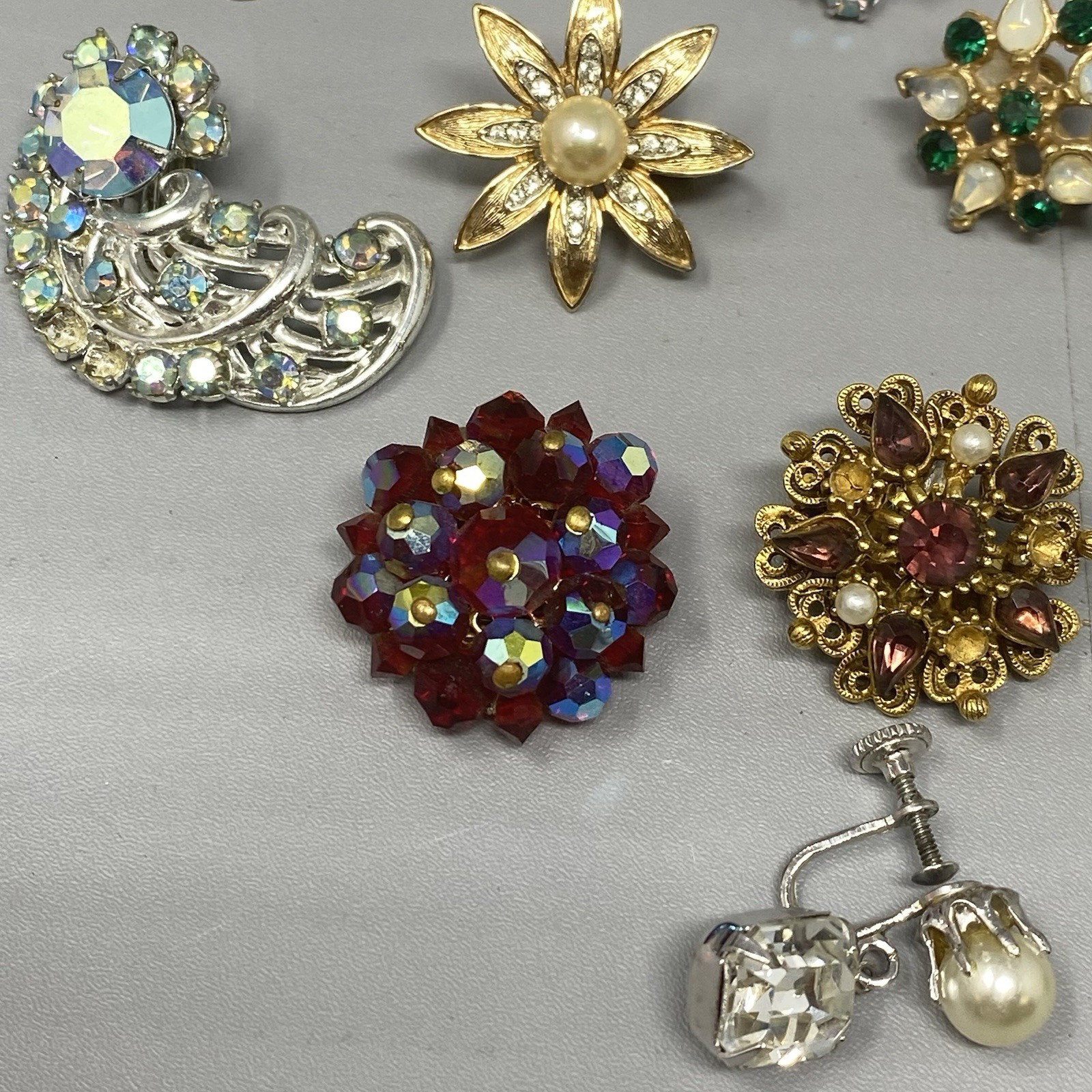 VTG Rhinestone Single Earring Lot 20 Astro Nolan Miller Florenza Trifari Coro