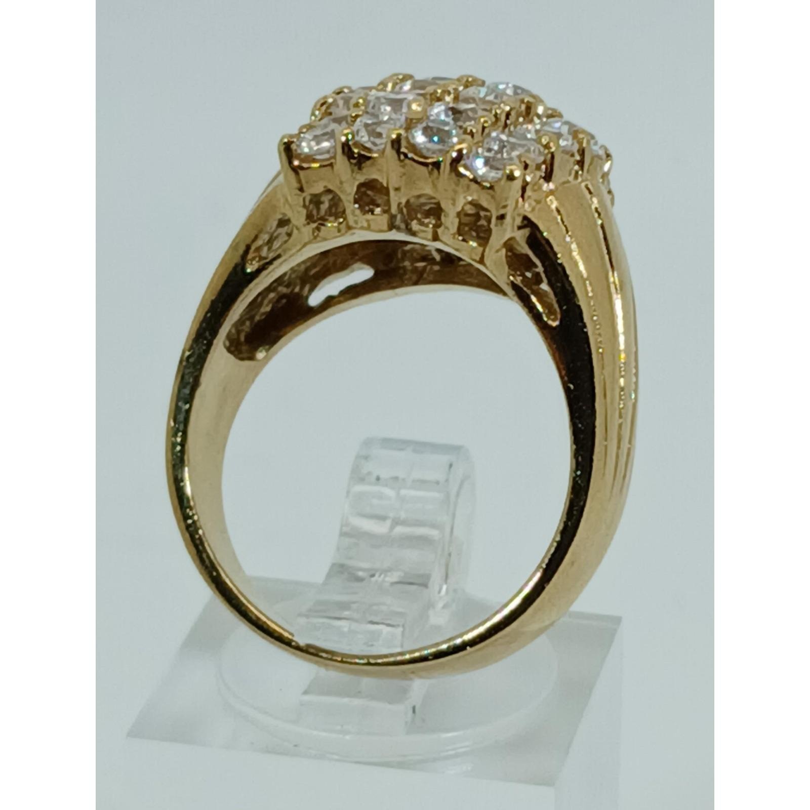 Vintage 1990s Gold Vermeil 925 Sterling Silver CZ Cluster Cocktail Ring Size 7