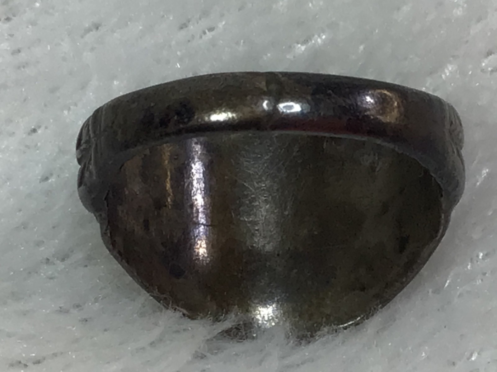 Vintage US Military Sterling Silver Ring Eagle Design Initials and dated 8 42