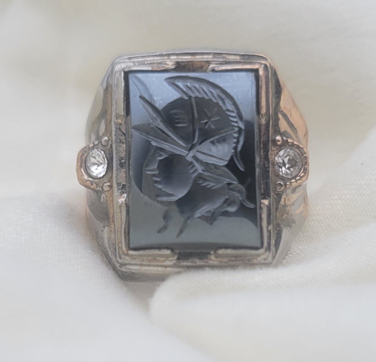 Vintage Refurbished Men’s 1/30 14K RGP Hematite Intaglio Cameo Ring Sz 9