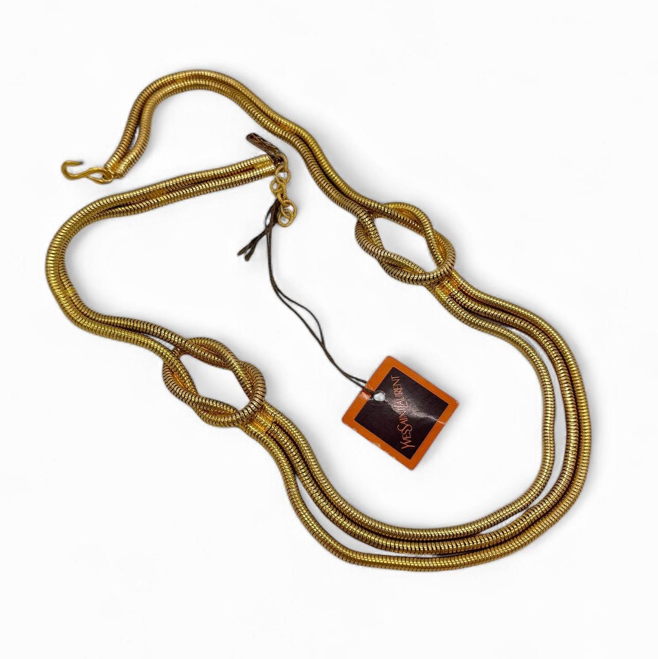 Rare Yves Saint Laurent YSL Gold Tone Snake Chain Necklace 1970s