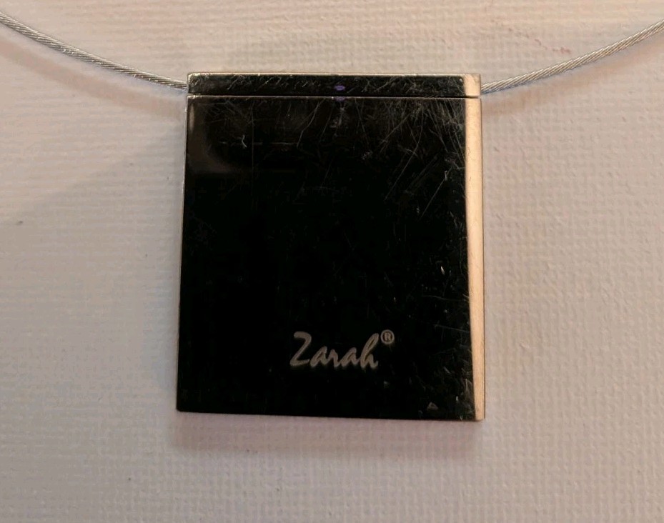 ZARAH HANDMADE DESIGNED HIBISCUS FLORAL PENDANT SQUARE SILVER CHOKER SIGNED